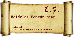 Belász Fabrícius névjegykártya